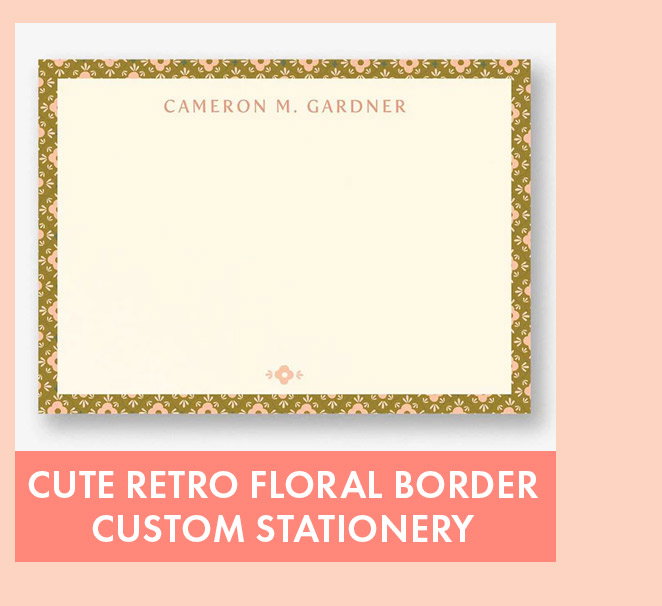 Cute Retro Floral Border Stationery