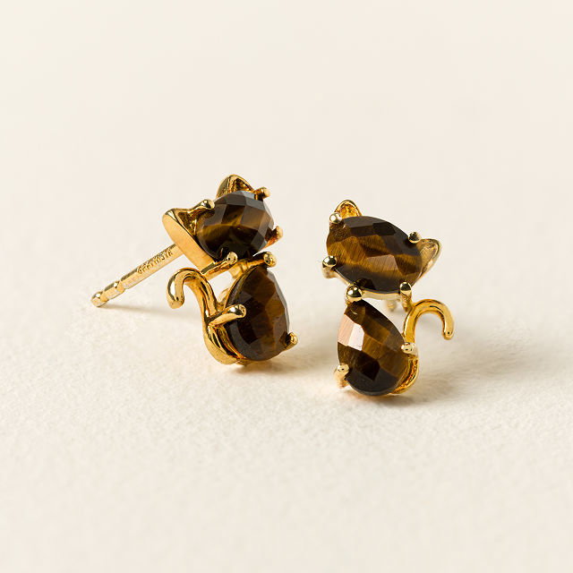 Faceted Feline Cat Earrings