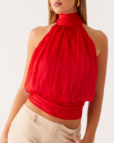 Willow Chiffon Top - Red
