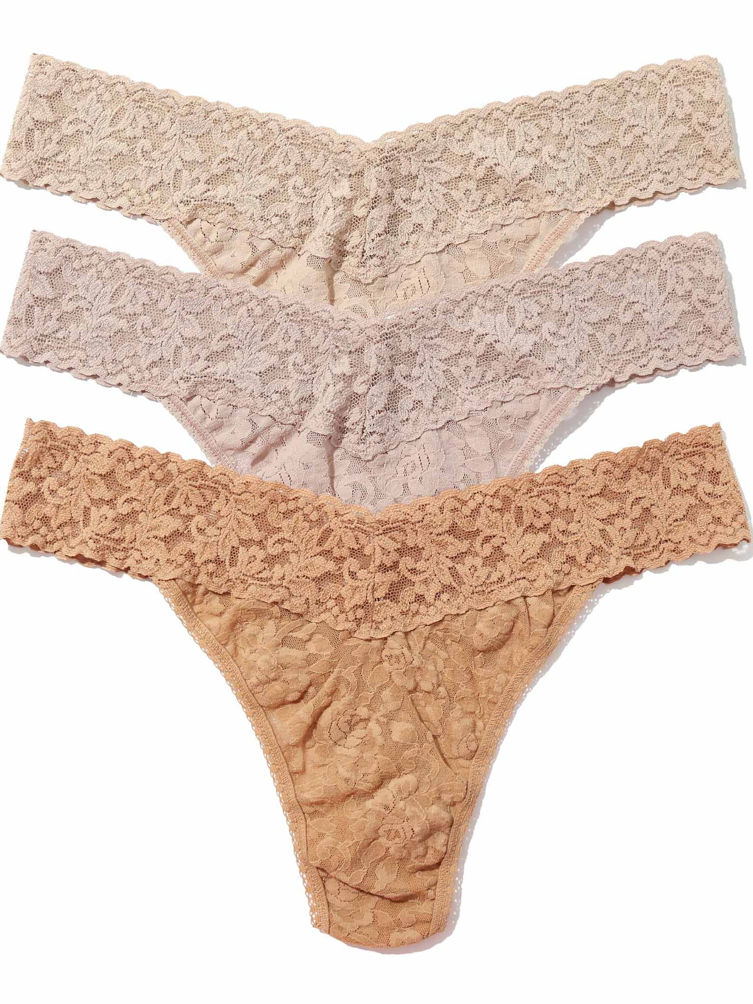 Image of 3 Pack Signature Lace® Original Rise Thongs Chai/Taupe/Suntan Sale