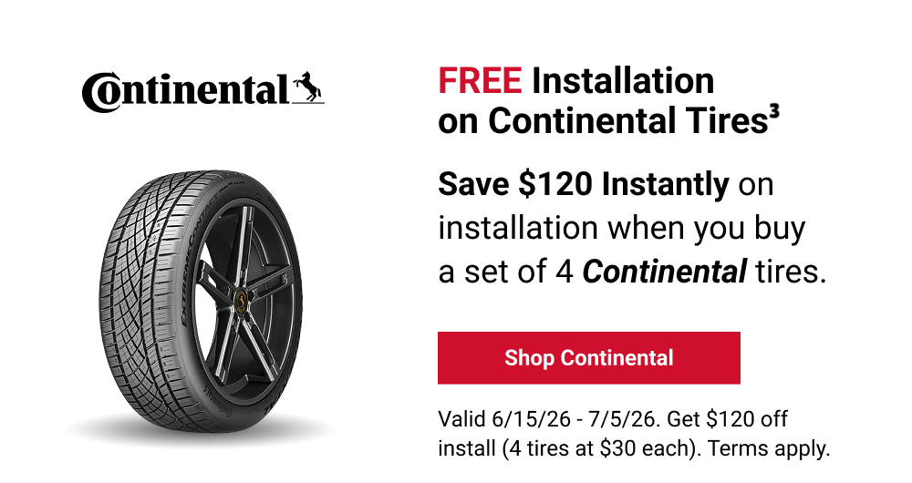 FREE INSTALLATION ON CONTINENTAL TIRES(3)