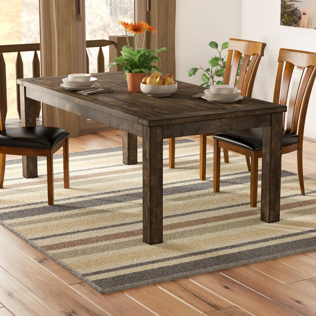 Tiernagh 78.75" Rubberwood Solid Wood Dining Table