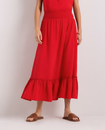 100% Organic Cotton Gauze Smocked Maxi Skirt