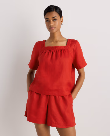 100% European Linen Square Neck Swing Top