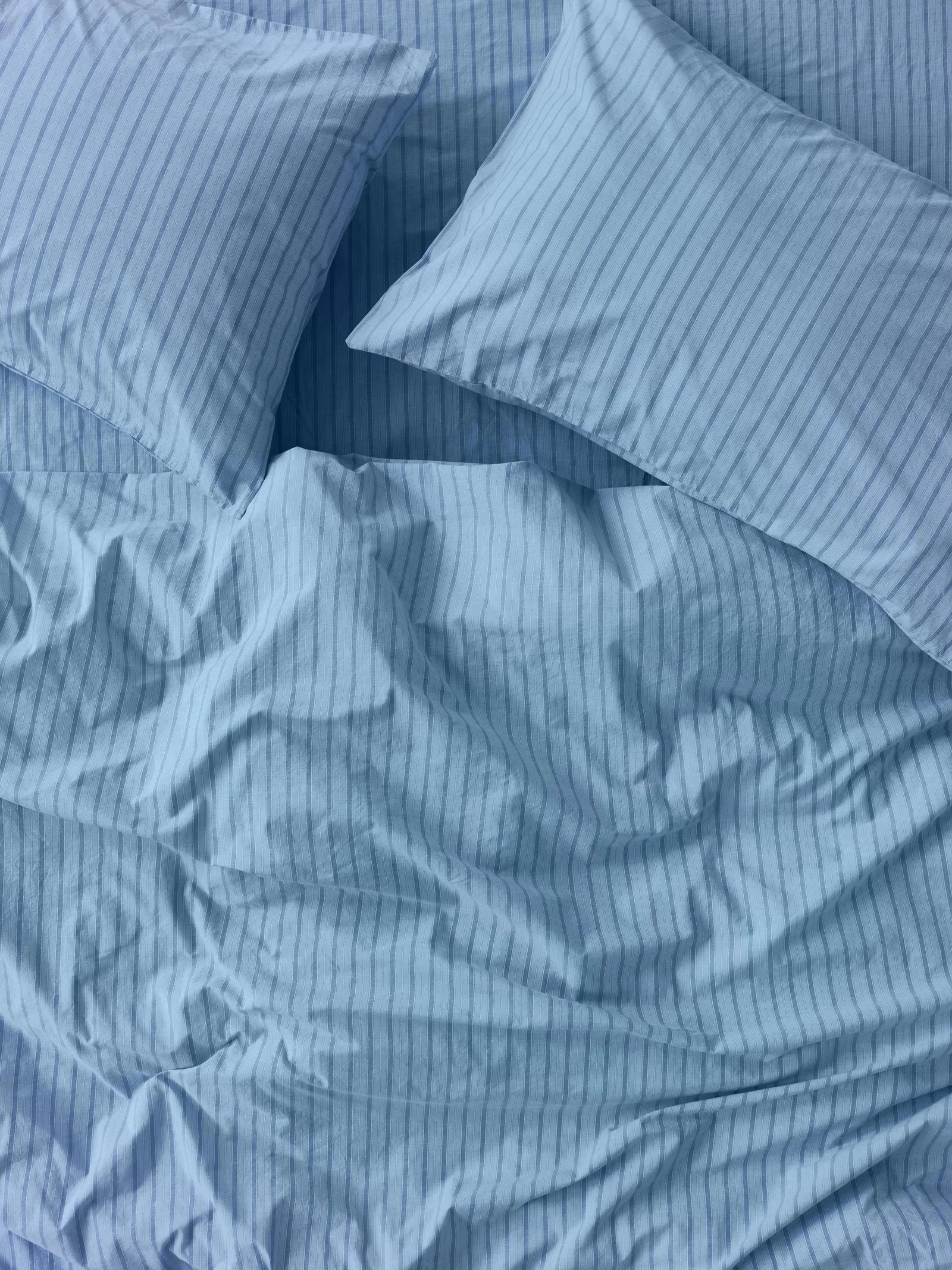 Image of Pale Blue Favorite Shirt Stripe Cotton Duvet Cover