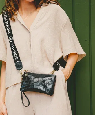 Mini 2 in 1 Clutch - Black Croc