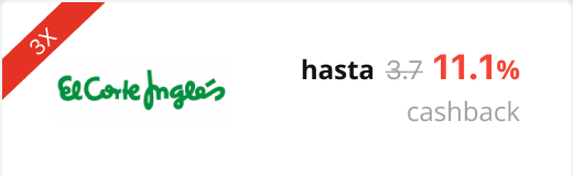 hasta 11.1% de supercashback El Corte Inglés