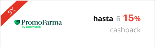 hasta 15% de supercashback PromoFarma