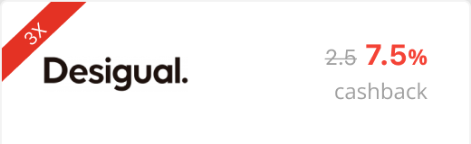 7.5% de supercashback Desigual