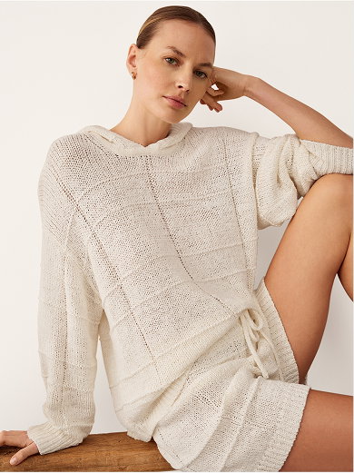 cotton check stitch hoodie