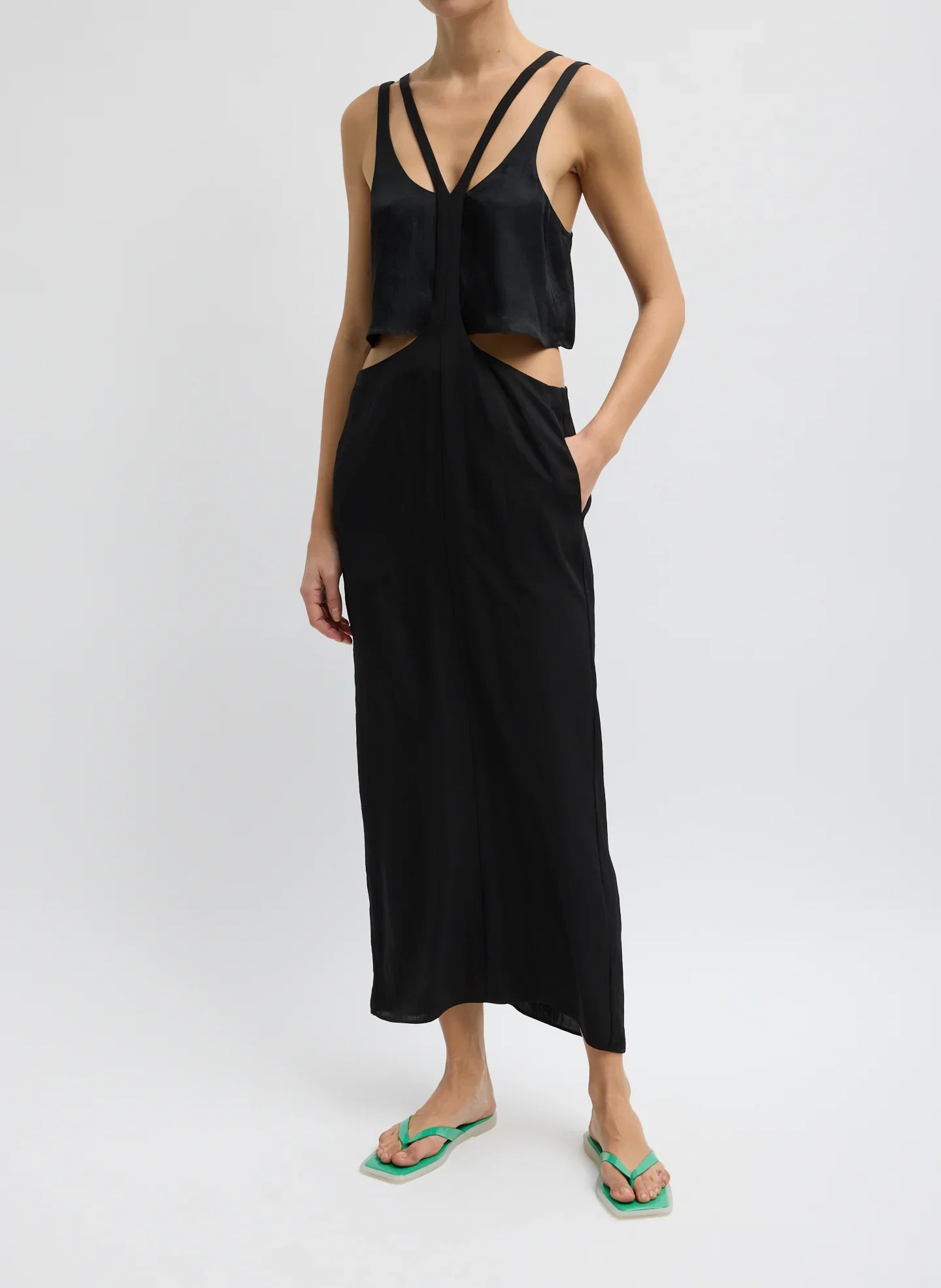 Image of Summer Acetate Crinkle Overall Skirt