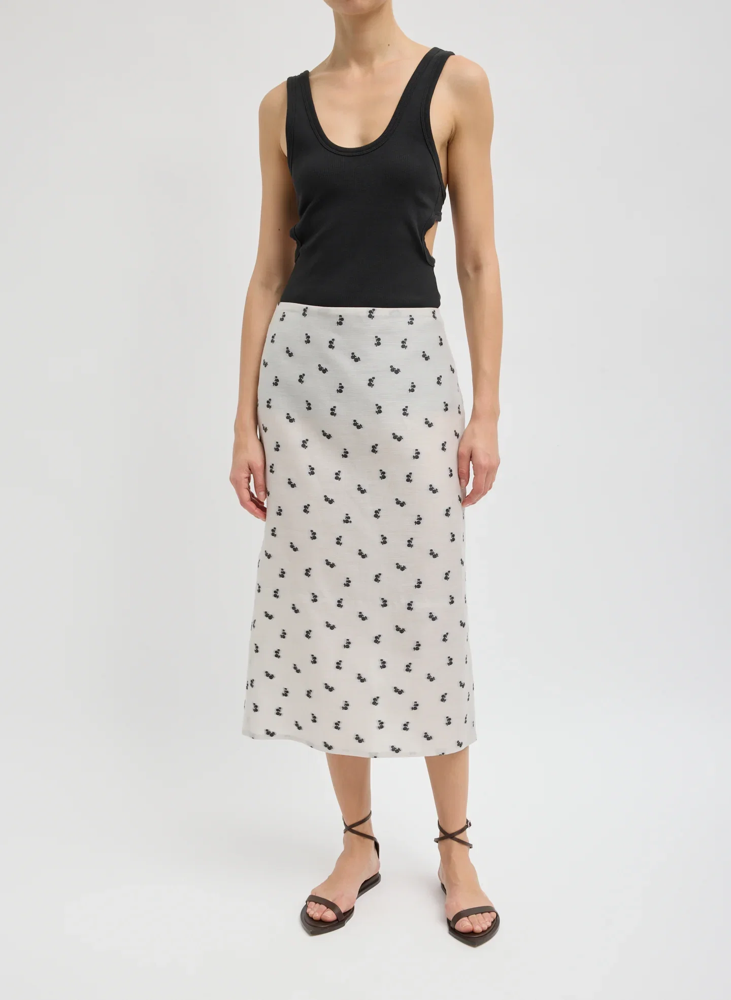 Image of Silk Gazar Jacquard Pencil Skirt