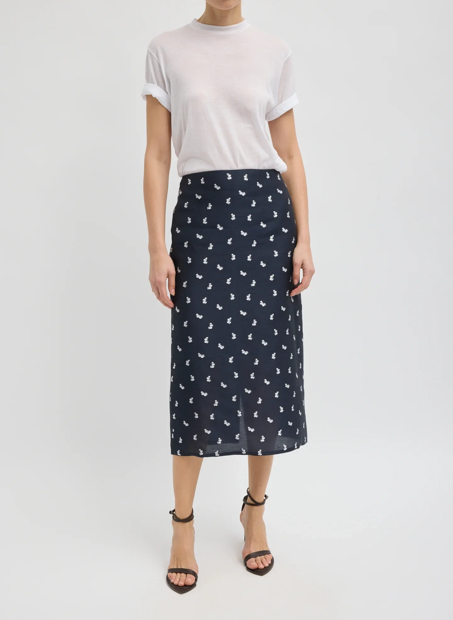 Image of Silk Gazar Jacquard Pencil Skirt
