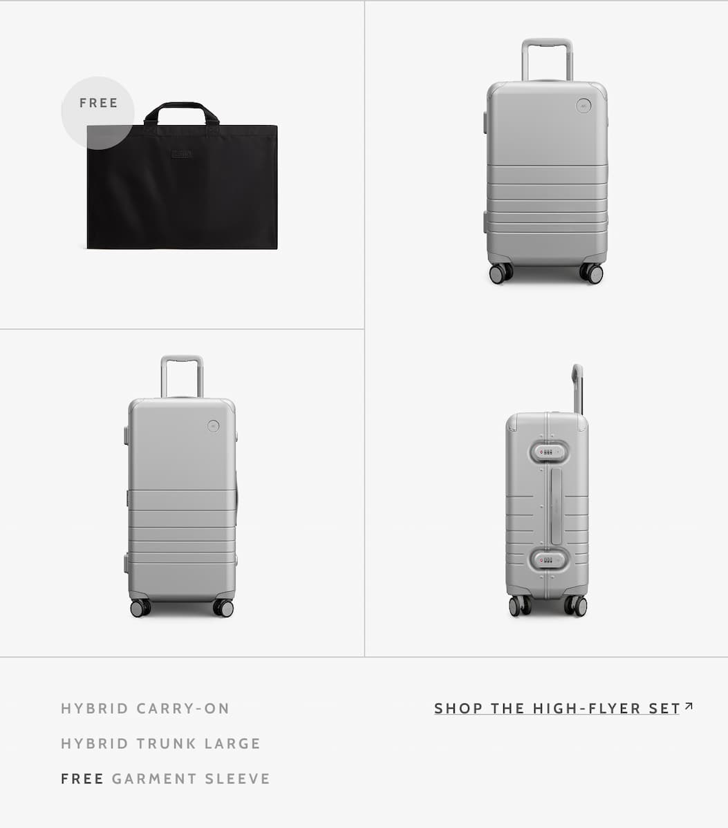 Free. Hybrid Carry-On. Hybrid Trunk Large. Free Garment Sleeve. Shop the High-Flyer Set.
