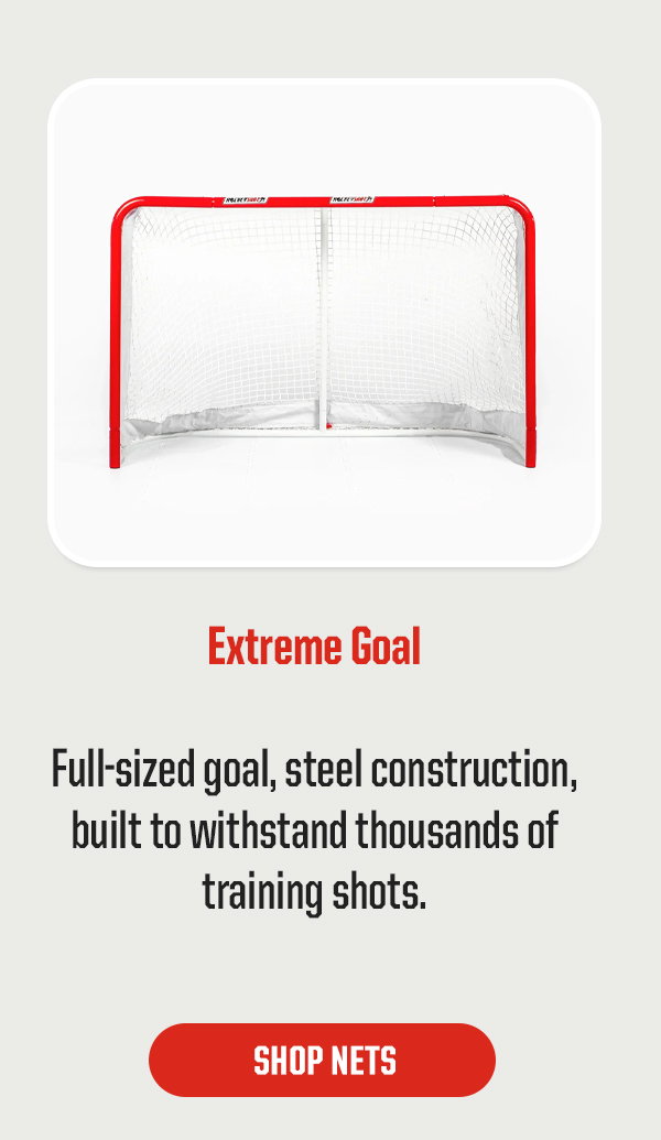 Product Block 2: Extreme Goal. Full-size goal, steel construction, built to stay anchored through a full summer of shots. CTA: Shop Nets