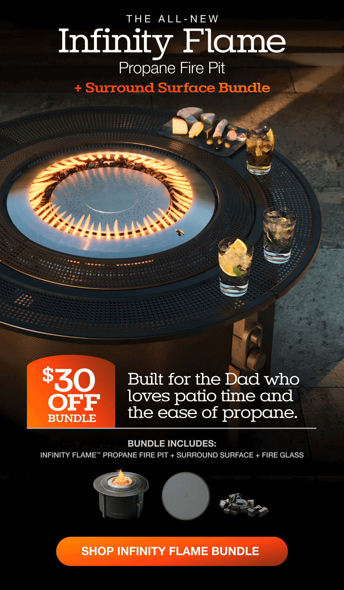 Infinity Flame Propane Fire Pit + Surround Surface