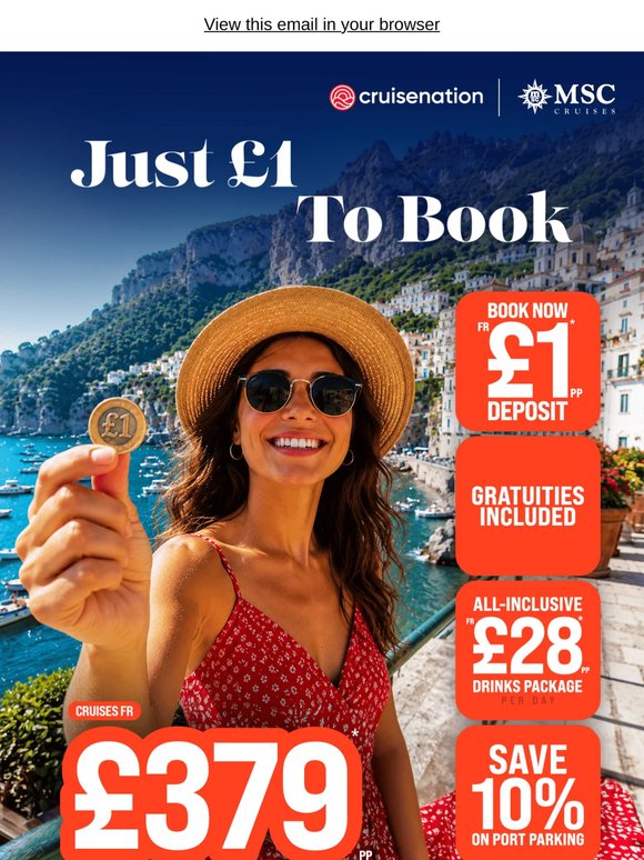 Just £1 To Book 😮 MSC Cruises From £379pp