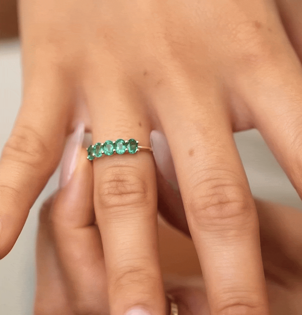 Oval Emerald Five-Stone Ring