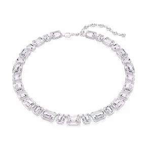 Millenia necklace, Octagon cut, White, Rhodium plated