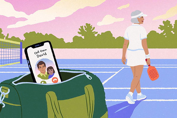 Person playing pickleball.