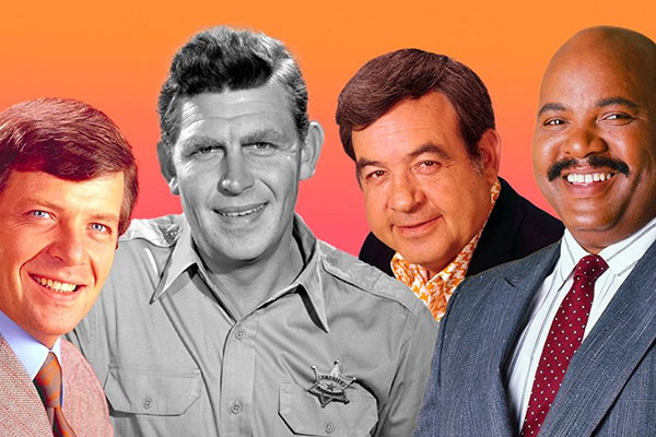 Collage of famous dads from television.