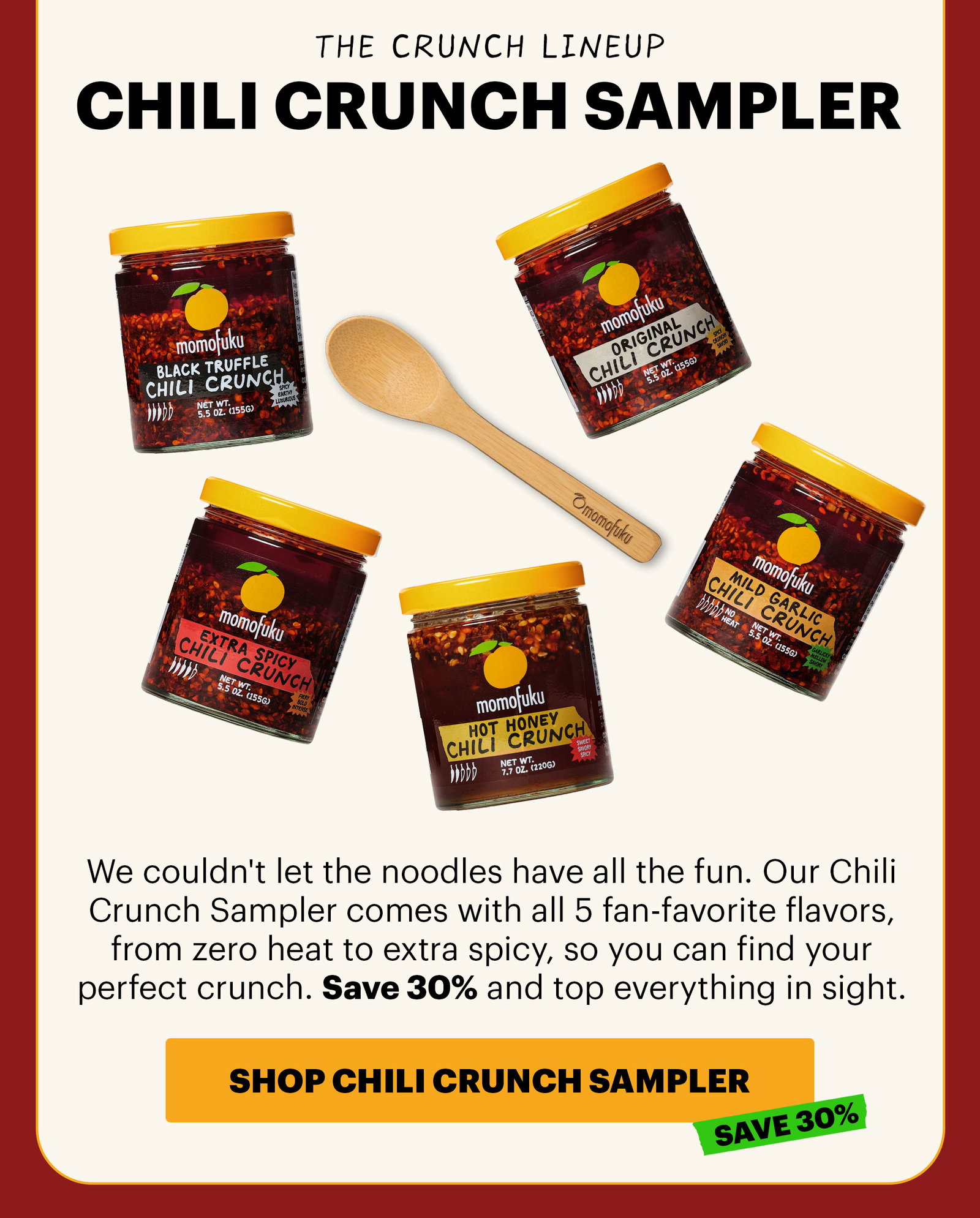 Header: Noodles, Bundled Up Sub-header: The Whole Lineup CTA: SHOP BESTSELLER PACK