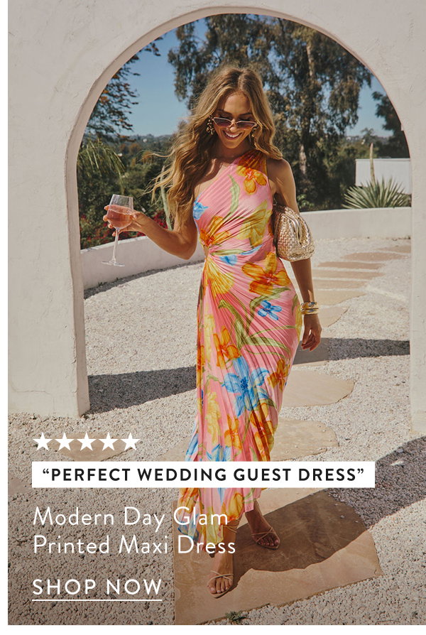 Modern Day Glam Printed One Shoulder Asymmetrical Maxi Dress
