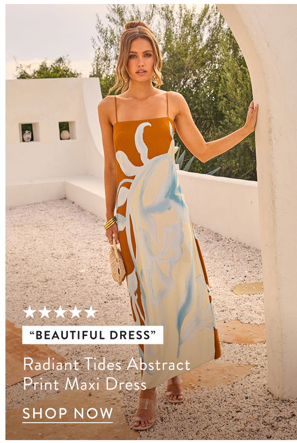 Radiant Tides Abstract Print Maxi Dress