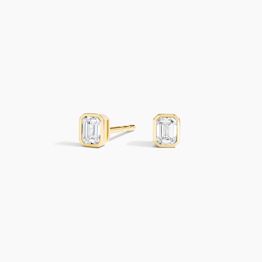 14K Yellow Gold Emerald Cut Lab Diamond Bezel Stud Earrings (1/4 ct. tw.)