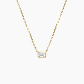 14K Yellow Gold Emerald Cut Lab Diamond Bezel Solitaire Pendant (1/4 ct. tw.)