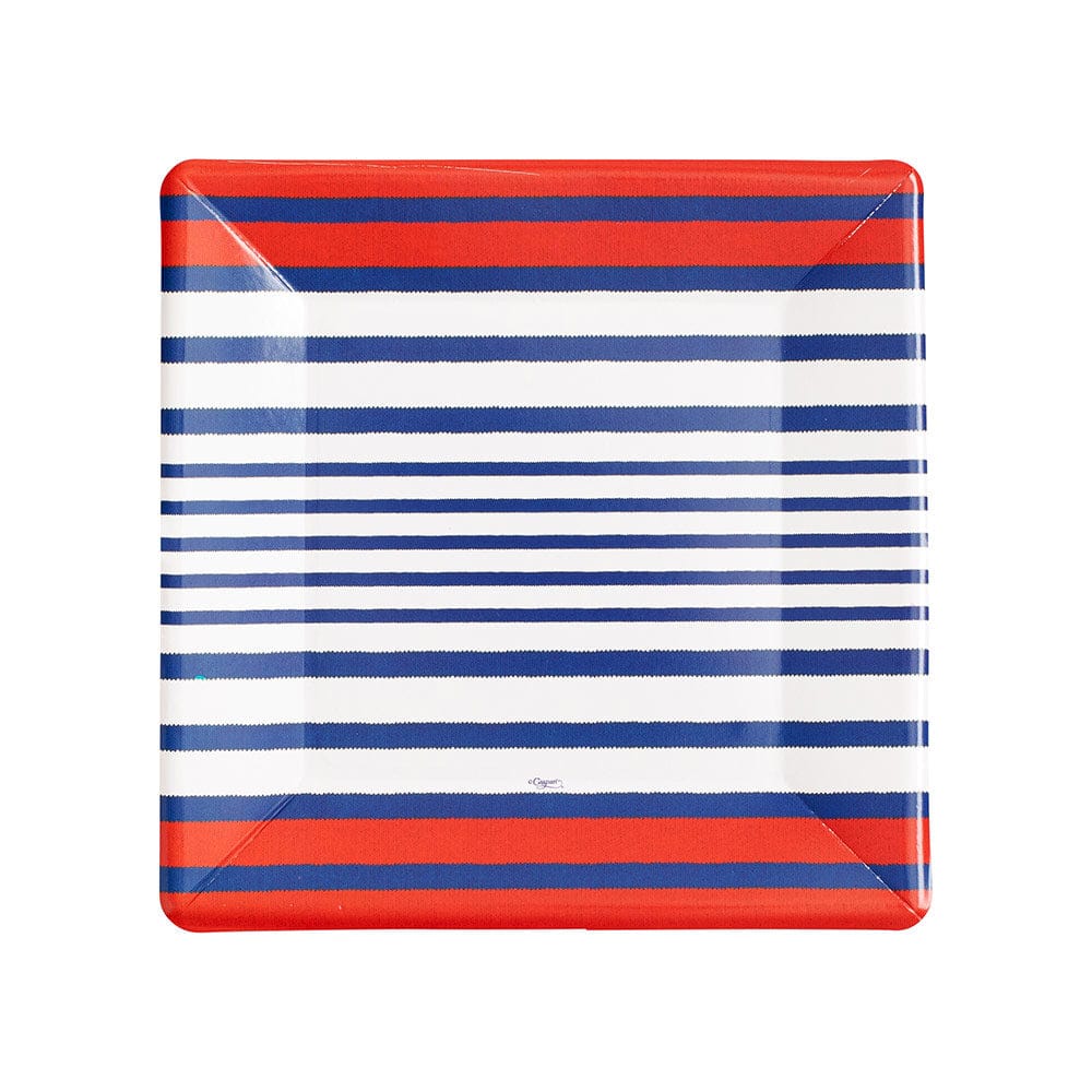 Image of Breton Stripe-Blue  Sq Salad/Dessert Plates Square