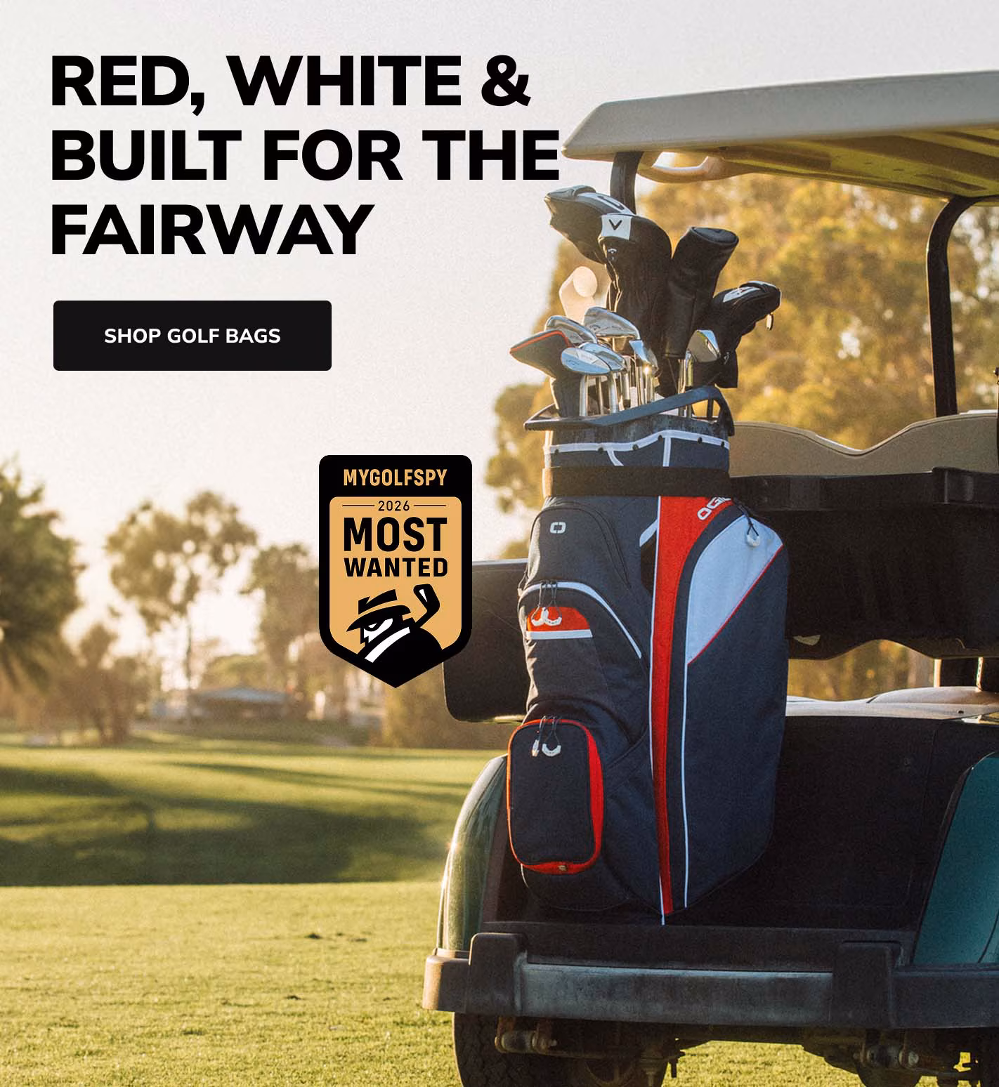 Red, White & Built for the Fairway shop golf bags