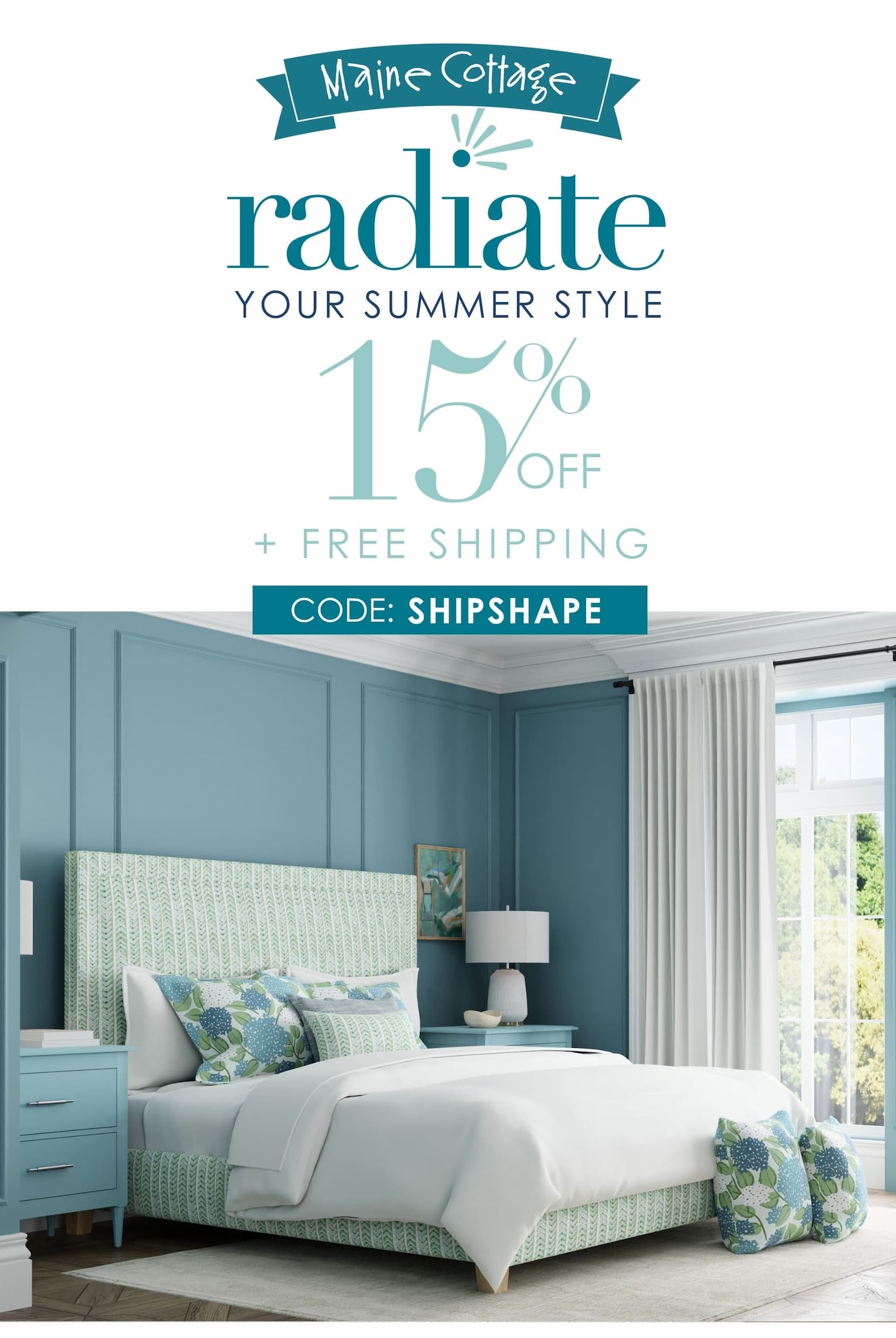 15% off furniture with code SHIPSHAPE