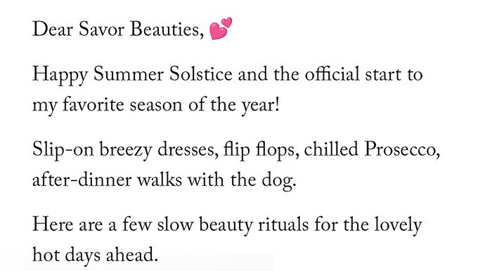 Dear Savor Beauties,