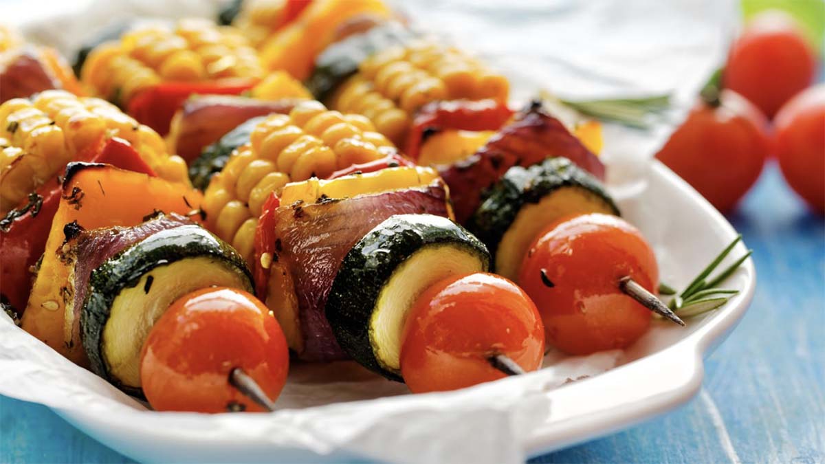 Rainbow veggie skewers