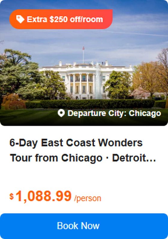 6-Day East Coast Wonders Tour from Chicago · Detroit, Pittsburgh, Washington D.C., New York, Niagara Falls, and Cleveland 5.0 Tour Code: 748746