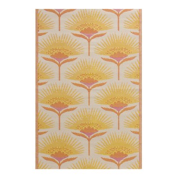 Rio Pink Palm Frond Reversible Indoor Outdoor Patio Floor Mat