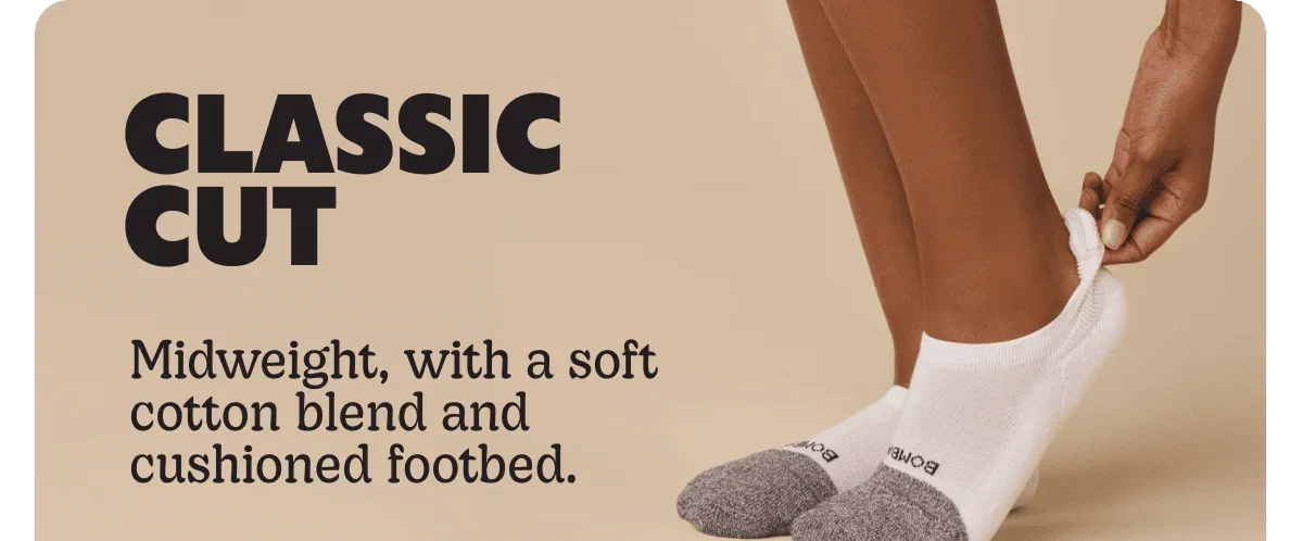 CLASSIC CUT. Midweight, with a soft cotton blend and cushioned footbed.