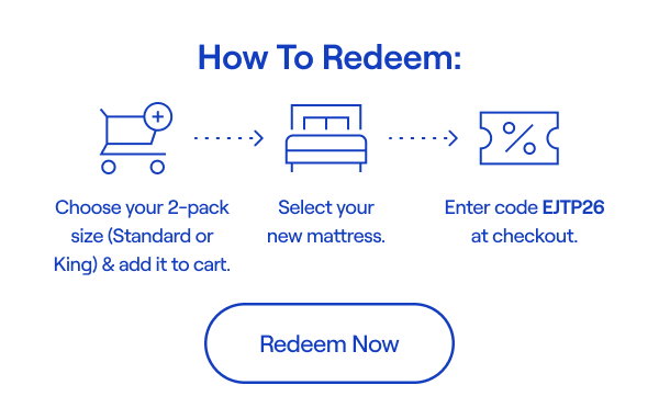 How to Redeem: Free 2-Pack Tri-Comfort Cooling Pillow with mattress order (select Standard or King)