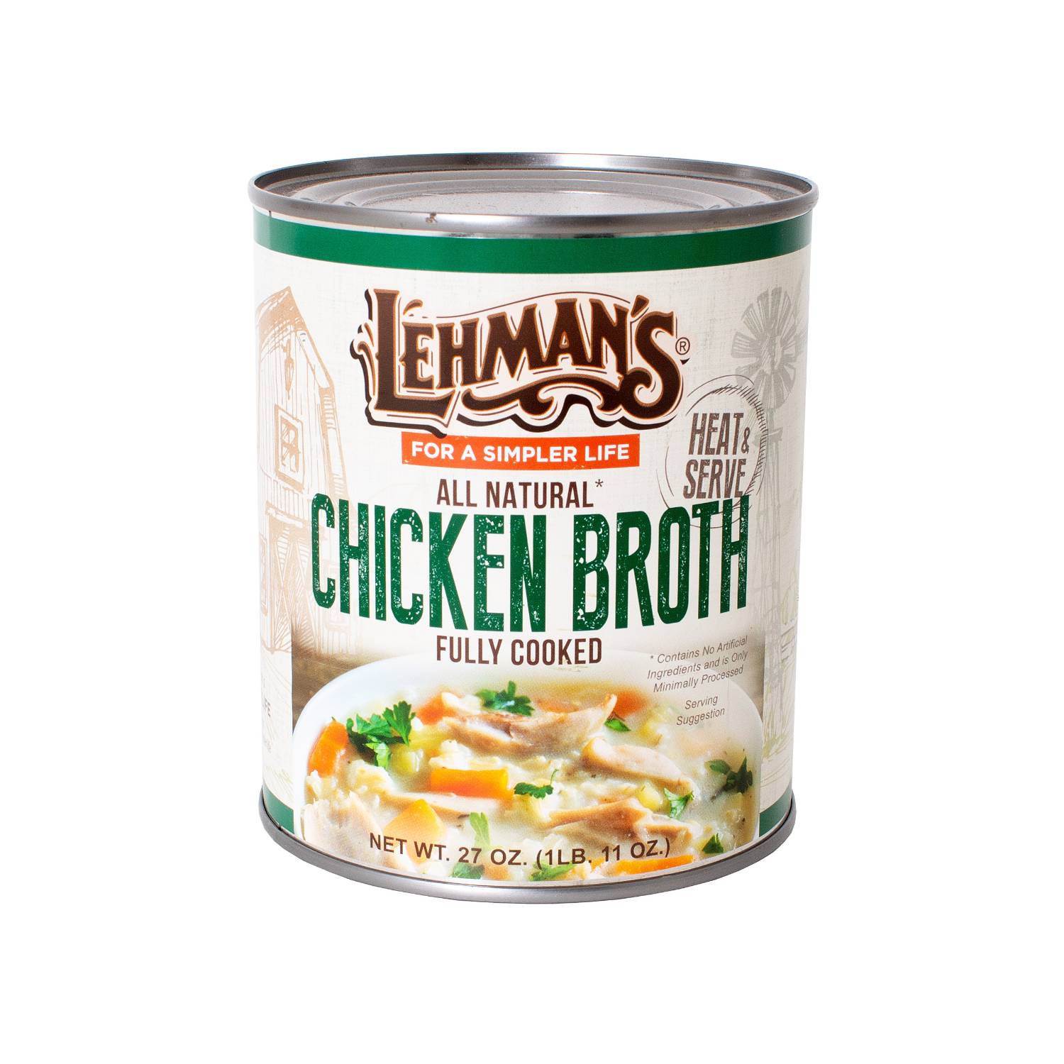 Image of Lehman's Canned Chicken Broth - 27 oz can