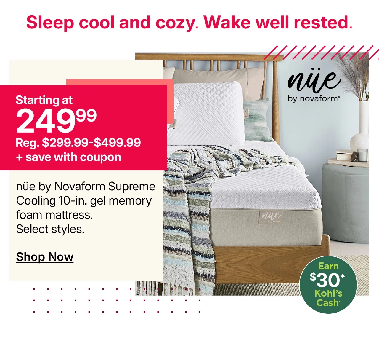 starting at $249.99 nue by novaform supreme cooling 10 inch gel memory foam mattress