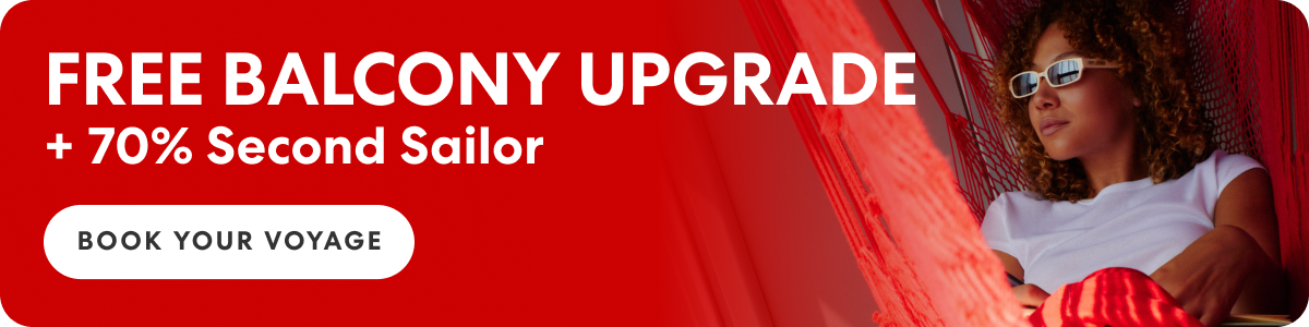 Free balcony upgrade + 70% off second sailor 