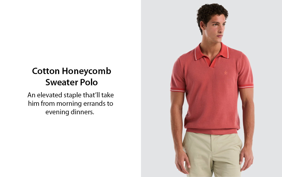 Shop Cotton Honeycomb Sweater Polo