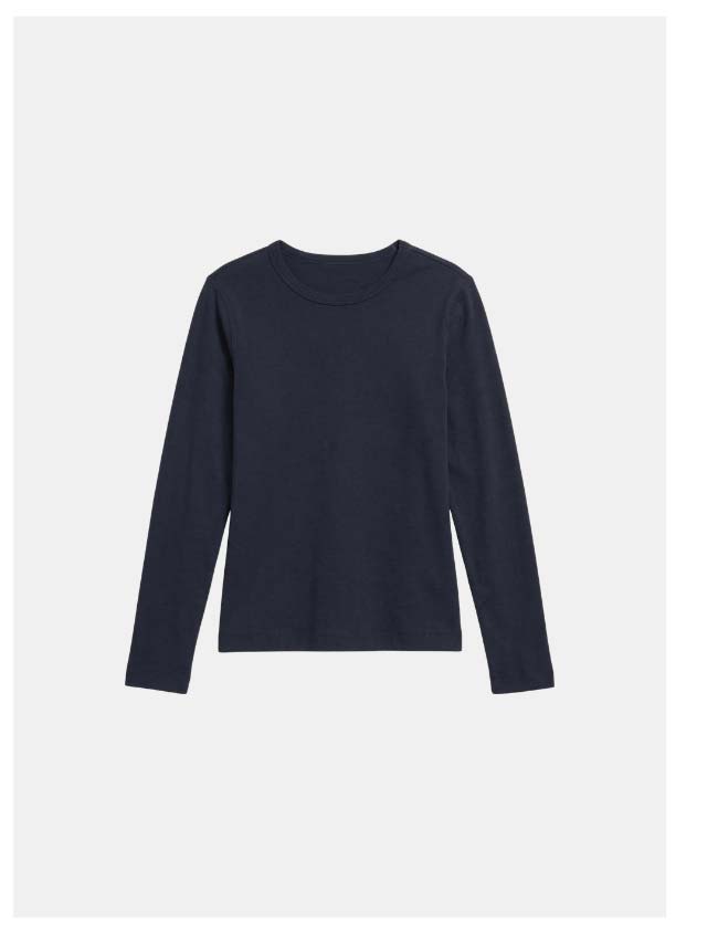 Ribbed Crew-Neck Long Sleeve Tee
