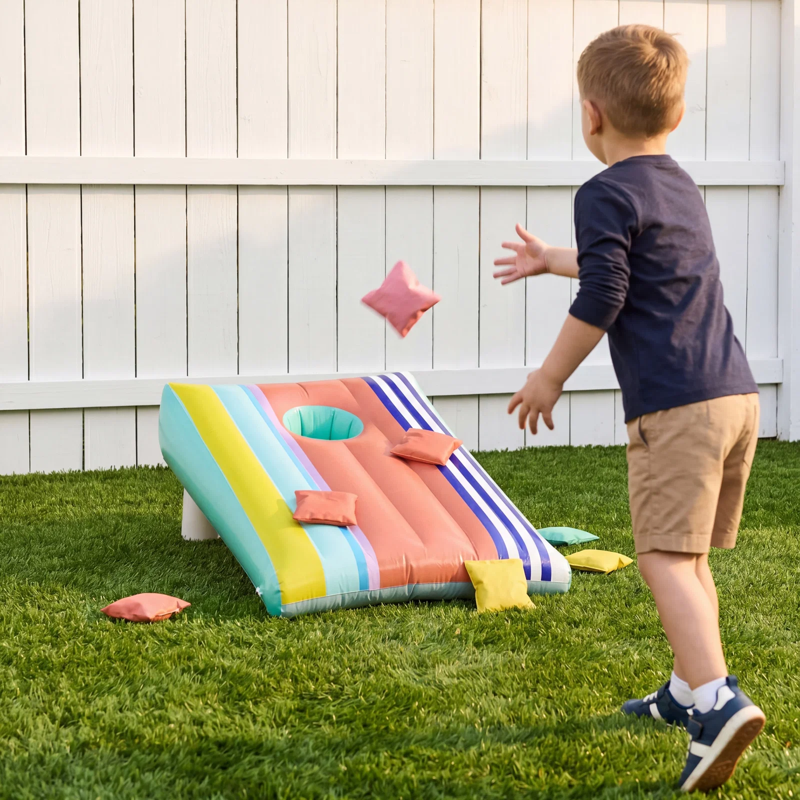 Image of Inflatable Cornhole Bean Bag Toss Game - Durable Indoor and Outdoor Fun