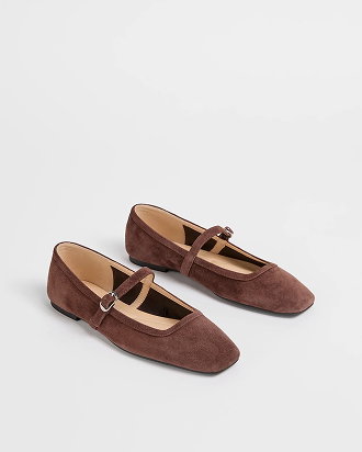 Genuine leather mary jane ballet flats