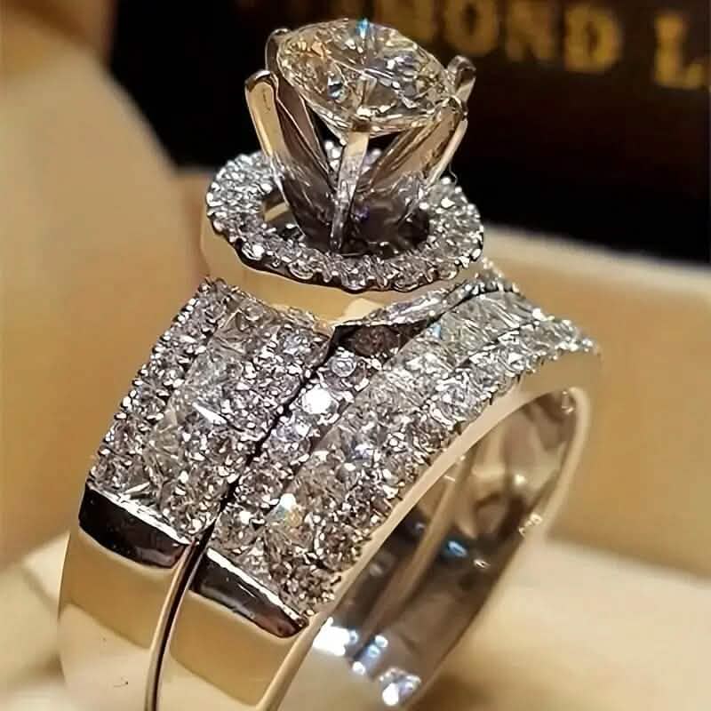 Image of 2-Piece Set: Elegant Square Cubic Zirconia Rings