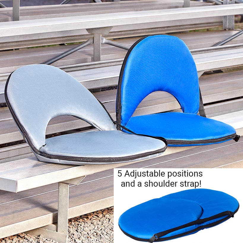 Image of Travel Folding Cushioned Seat 5 Adjustable Positions Blue Or Gray