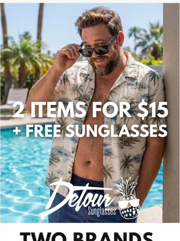 FREE Sunglasses. Big Savings. $15 for 3 Items!