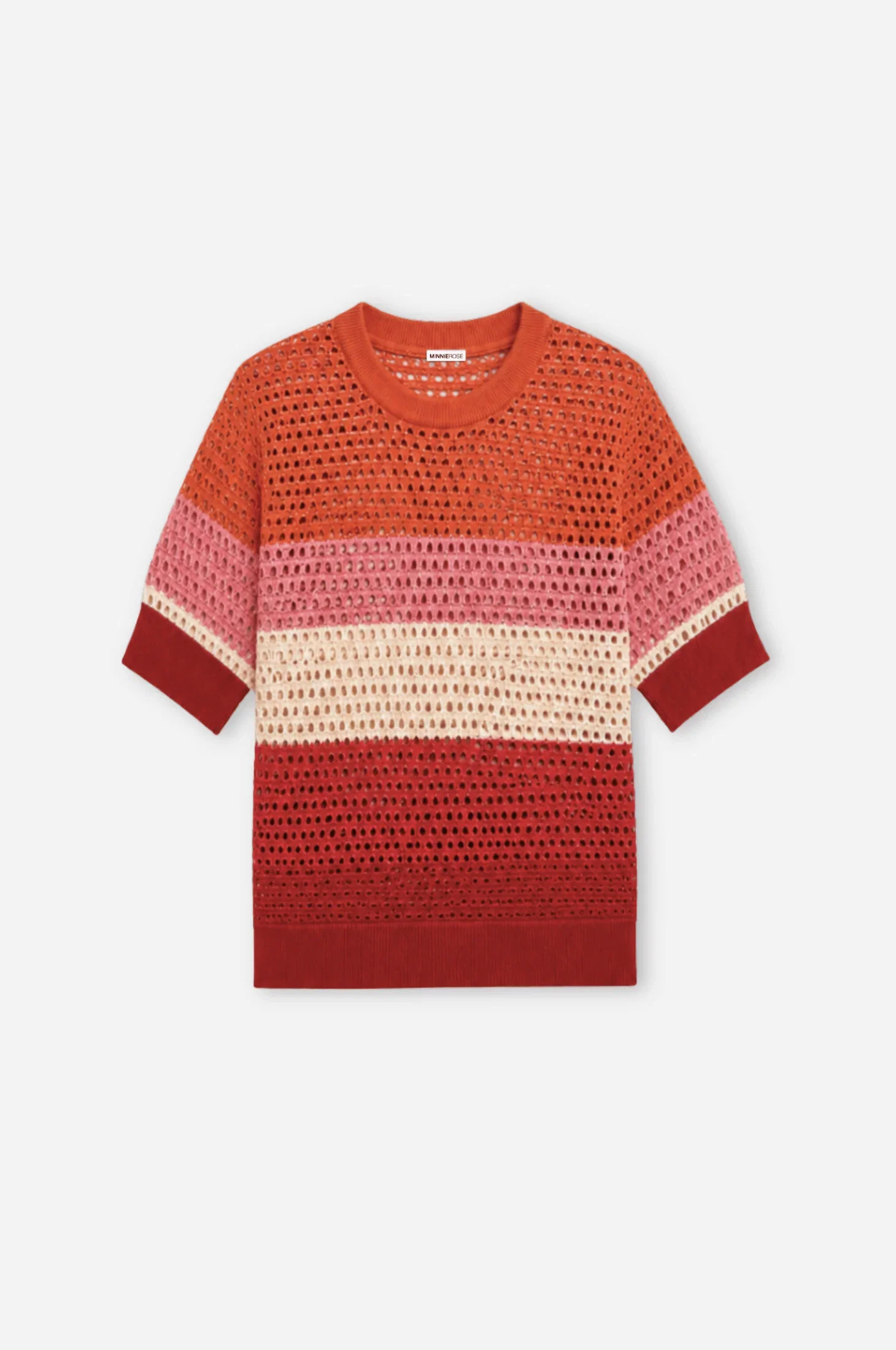 Image of Plaited Mesh Striped Short Sleeve Crew